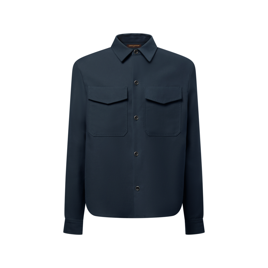 LOUIS VUITTON ダークブルー長袖シャツ Long-Sleeved Cotton-Silk Crepe Shirt - New - For Men | LOUIS VUITTON ®